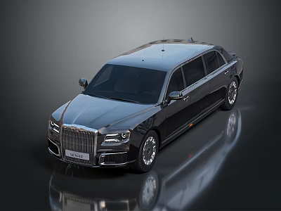 Luxury Black Limousine Exterior With Sleek Surface And Shiny Finish 3d model