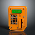 Professional Computer Security Access Control Device With Orange Keypad Green Display And Card Reader 3d model