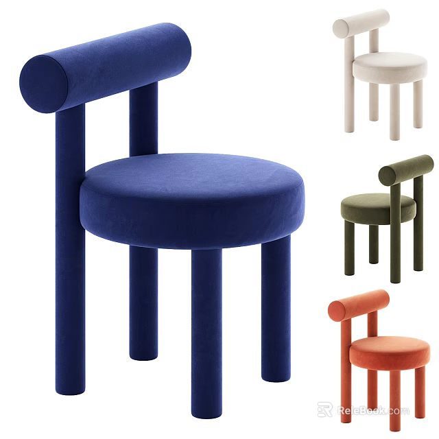 Modern Accent Chair Design With Velvet Upholstery Round Seat Cylindrical Legs And Color Options 3d model 