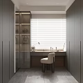 Modern Closet Interior With Gray Wardrobes Dressing Table And Chair 3d model