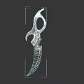 Decorative Curved Weapon With Blue Purple Ornate Design And Ring Handle