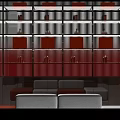 Stylish Modern Interior Featuring Orange White Sofas And Glass Metal Shelves With Orange Items