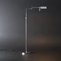Modern Silver Metal Floor Lamp With Slim Pole And Adjustable Head 3d model