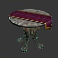 Elegant Decorative Table With Purple Cloth Cover Gold Trim And Claw Leg Design