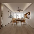 Cream Log Guest Restaurant Wine Cabinet Dining Table Open Kitchen Shoe Cabinet Entrance TV Background Wall Fan Light Sofa Combination Balcony Tea Table 3d model