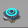Advanced Futuristic Equipment With Blue Glowing Ring And Polygonal Metallic Base
