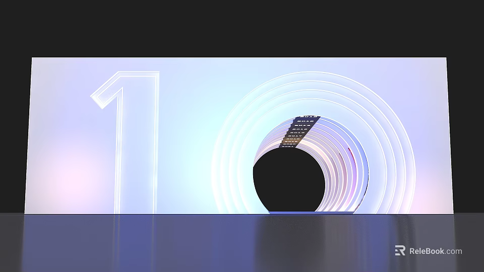 Modern Office Corridor With Circular Lighting And Reflective Floor Design 3d model