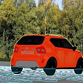 Orange Suzuki Ignis Parked Outdoors On Paved Area With Trees 3d model