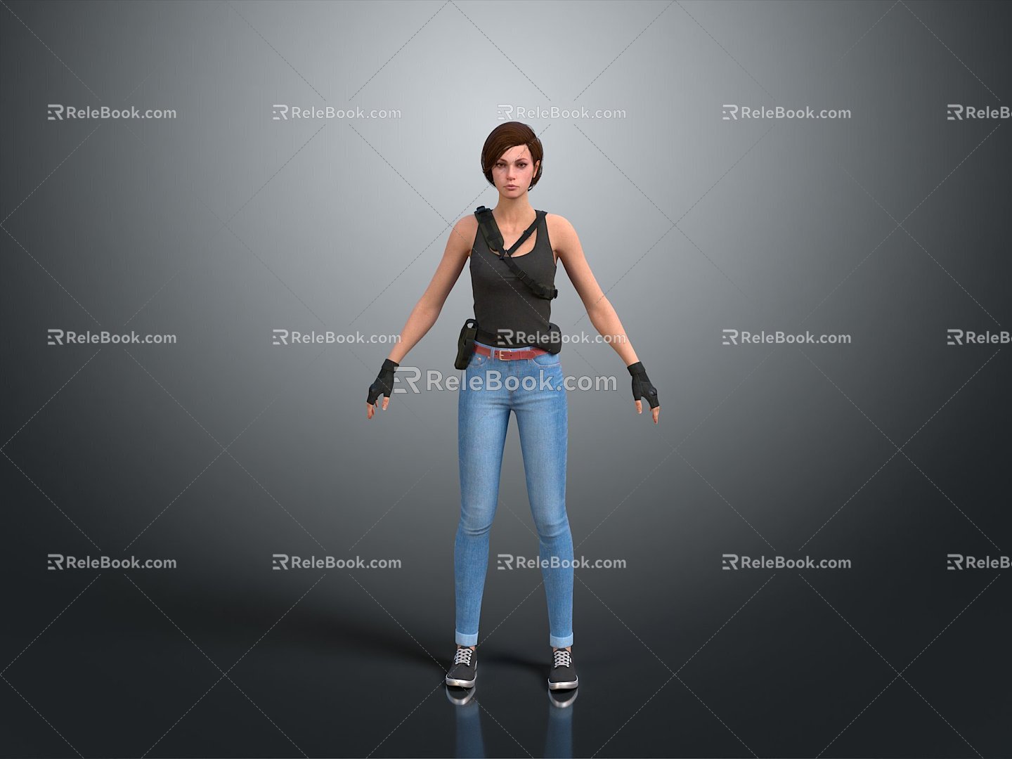 Lady Soldier Female Detective Female Beater Warrior Samurai Soldier Detective Agent Beater 3d model