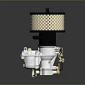 Household Appliance Filter Part With Golden Perforated Mesh And Silver Base