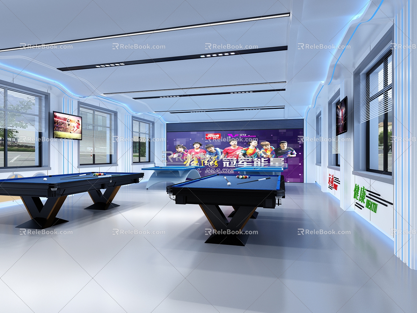 Activity Room Entertainment Room Sports Hall Billiards Table Tennis Table Science and Technology Hall 3d model