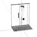 Modern Shower Sauna Enclosure With Glass Door Gray Tile Walls And Shower Fixtures