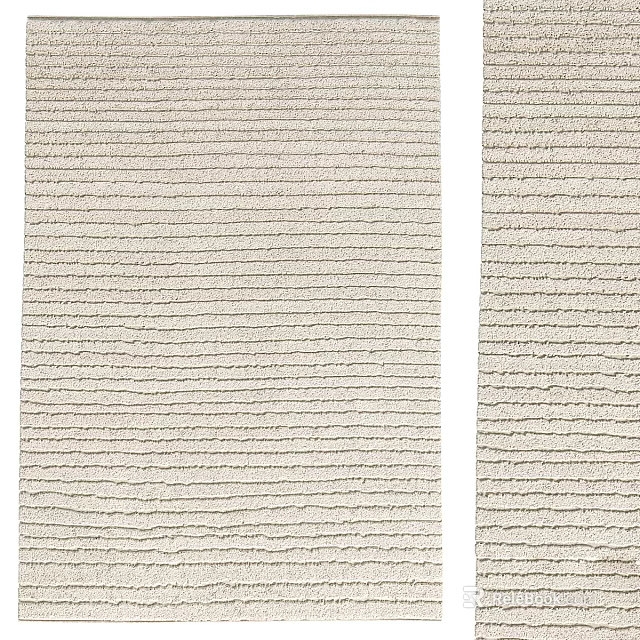 Neutral Toned Square Rug With Textured Striped Pattern 3d model 