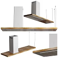 Modern Kitchen Appliances With Wooden Range Hood Induction Cooktop And White Refrigerator