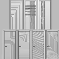 Modern Gray Hinged Doors With Various Linear And Geometric Patterns 3d model