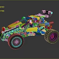 Lego Toy Four Wheeled Car With Blue Yellow Body And Large Wheels