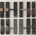 Various Smart Door Locks With Different Designs Colors And Keypad Features 3d model