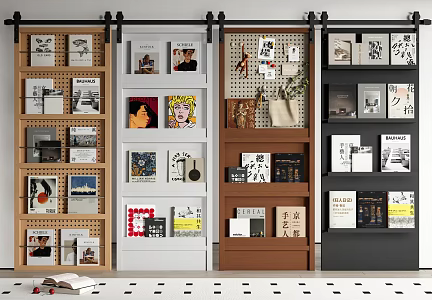 Modern barn door sliding door sliding door ghost door magazine door 3d model