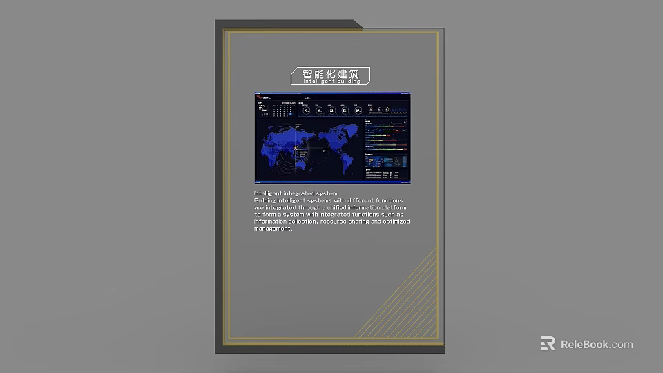 Smart Event Exhibition Wall With World Map And Data Information Displays 3d model 