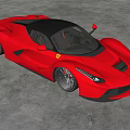 Red Sports Car With Streamlined Design And Black Wheels In Modern Indoor Gray Space