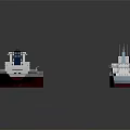 Water Transport Vessels Including Bulk Carrier and Container Ship with Flat Deck and Stacked Containers