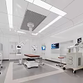 Modern Hospital Outpatient Operating Room Interior With Surgical Table Lights Medical Equipment And Digital Monitors