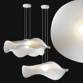 Modern White Wave Pattern Chandelier With Layered Design And Soft Glowing Light 3d model