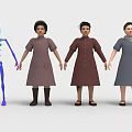 Children Wearing Different Colored Dresses Standing Side By Side With Colorful Skeleton