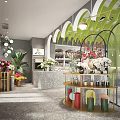Elegant Restaurant Interior With Green Leaf Shaped Ceiling Pendant Lights Tables Chairs And Plants