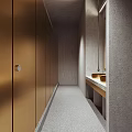 Modern Public Restroom With Gold Sinks And Mirrors