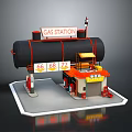 Functional Vehicles At Gas Station With Equipment 3d model