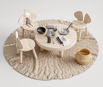 Modern Children's Table and Chair Children's Toy Table and Chair Combination 3d model