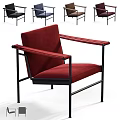 Modern Dining Chair With Red Upholstery Black Metal Frame And Modern Design Armrests