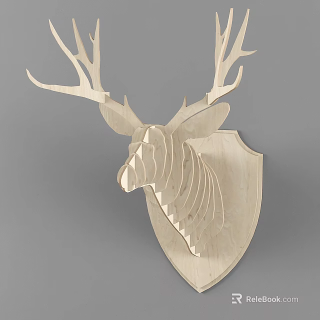 Wooden Deer Head Animal Wall Decor Modern Minimalist Home Wall Decoration 3d model 