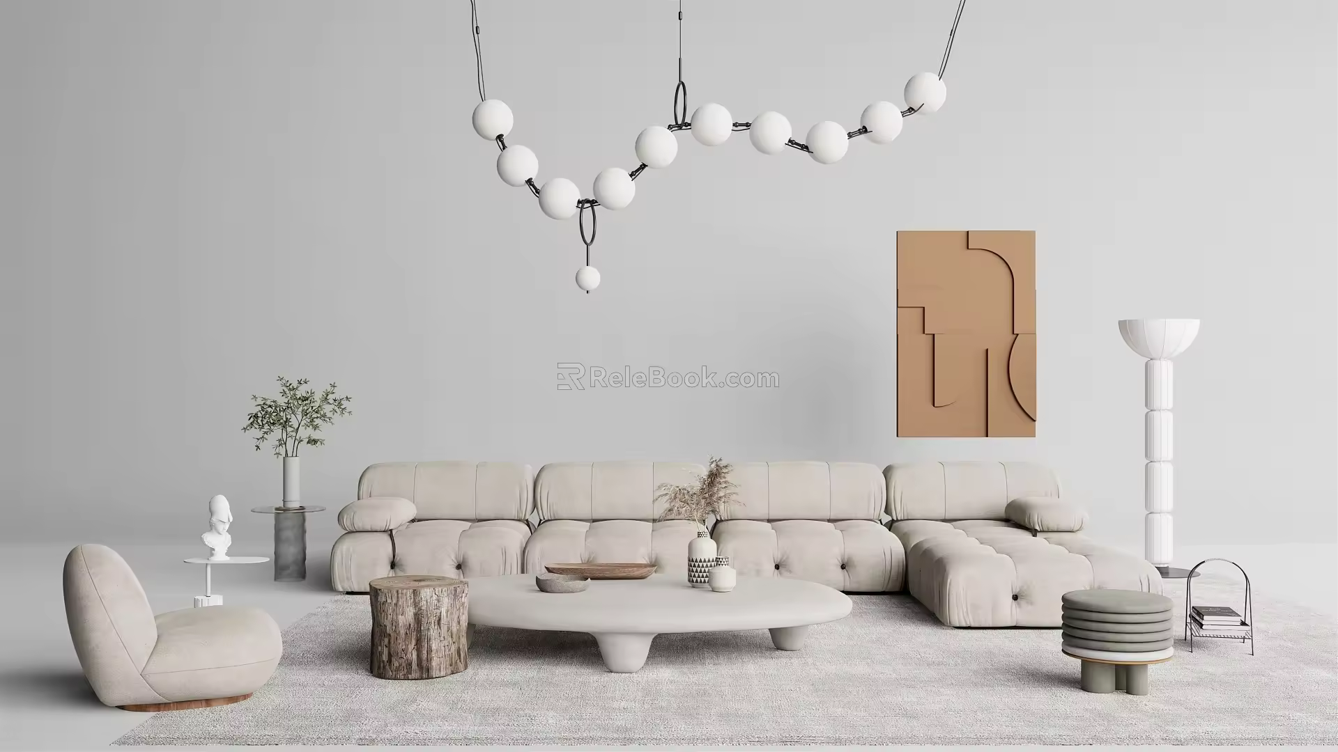 Modern sofa coffee table combination 3d model