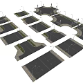 Road Infrastructure Layout With Multiple Crossroads Sidewalks And Street Lamps 3d model