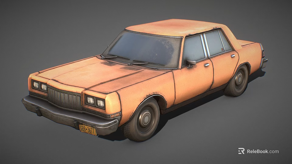 Old Rusty Vintage Sedan Car With Weathered Exterior And Classic Design 3d model 