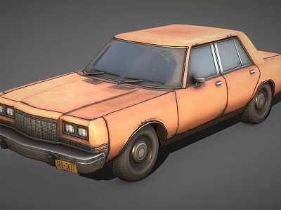 Old Rusty Vintage Sedan Car With Weathered Exterior And Classic Design 3d model