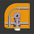 Orange Mechanical Frame With Silver Metal Parts And Interactive Components Design