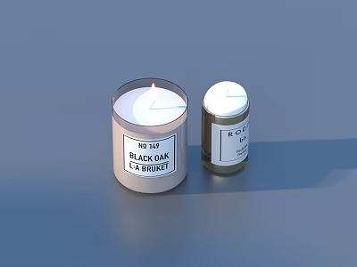 Black Oak No Tar Scented Candles In Metal Jars Lit And Unlit 3d model