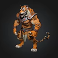Anthropomorphic Tiger Warrior 3D Model With Muscular Build And Armor In Standing Pose