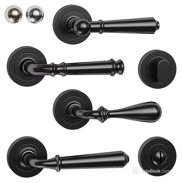 Black Door Handles With Various Classic And Modern Design Styles For Home 3d model 