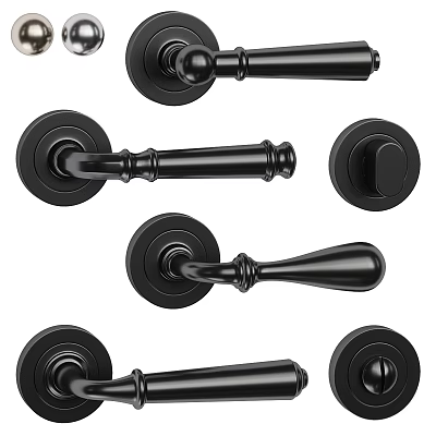 Black Door Handles With Various Classic And Modern Design Styles For Home 3d model