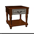 Wooden Side Table with White Drawer Black Handle and Lower Shelf Design 3d model