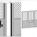 Modern Swing Door With Metal Frame And Mesh Panel Design For Interior Spaces 3d model