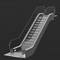 Modern Escalator Design In Public Building With Glass Handrail And Stainless Steel Steps