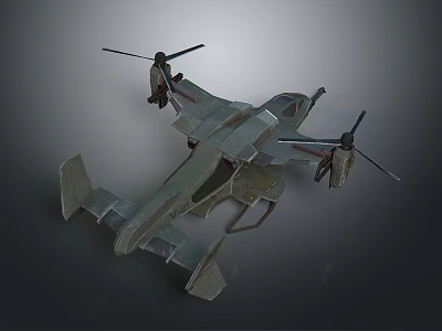 Military Combat Aircraft Weapon With Twin Propellers Sturdy Armored Body And Streamlined Design 3d model