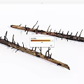 Natural Stone Wood Branches With Sharp Thorns And Rough Texture 3d model