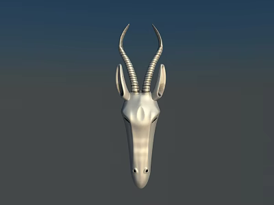Animal Wall Decor Silver Antelope Skull Design with Curved Horns for Modern Home 3d model