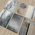 Artistic Pattern Square Rugs with Various Color Tones and Textured Designs on Wooden Surface